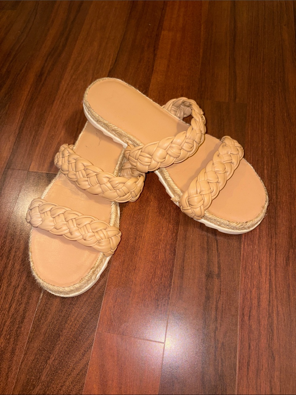 Marc fisher Braided Double-Strap Women’s Slide Sandals - Beige
